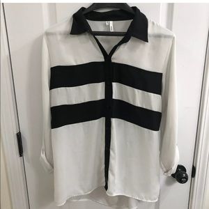 Studio Y White & Black Striped Open-Back Top
